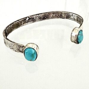 Navajo Reverse Cuff Bracelet Turquoise 6.5in Candalaria Sterling Modern Native